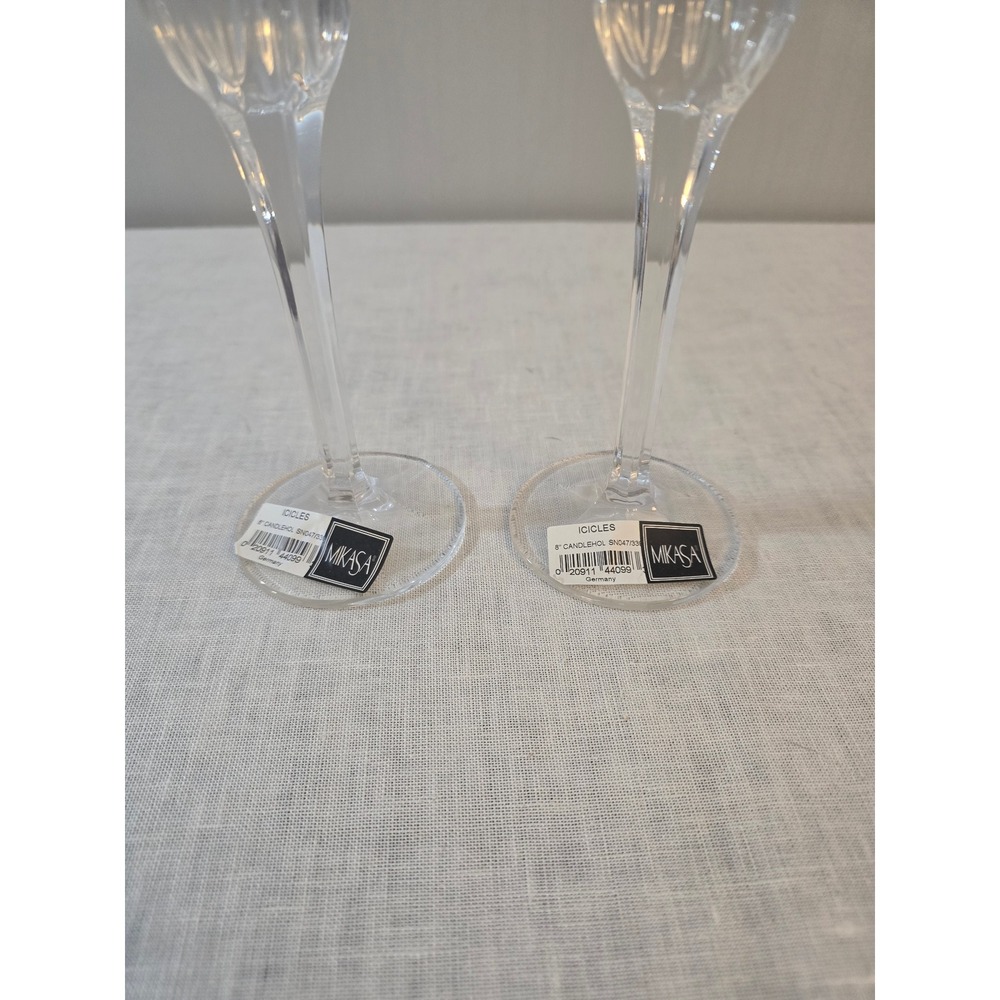 Mikasa Icicles Candleholder Pair Clear Glass SN047/339 8" NIB - Picture 2 of 5